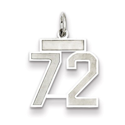 Charm Number 72 Satin Sterling Silver Small QPS72, MPN: QPS72, 191101283000