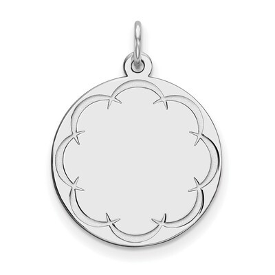 Engravable Rnd Polish Front Back Disc Charm Sterling Silver Rhodium-plated QM383/18P, MPN: QM383/18…