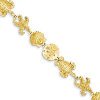 Sea Life Theme Bracelet 7.25 Inch 14k Gold FB1111-7.25, MPN: FB1111-7.25, 637218064533