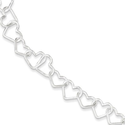 7 Inch Fancy Large Heart Link Bracelet Sterling Silver Polished QH321-7, MPN: QH321-7, 883957954189