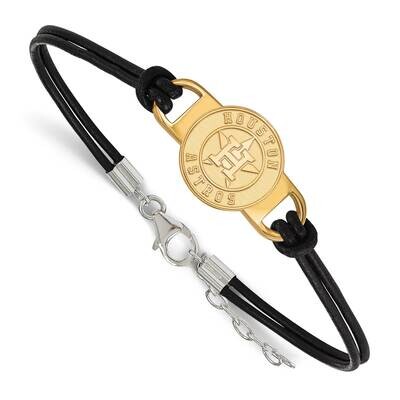 MLB Houston Astros Small Center Leather Bracelet Gold-Plated on Sterling Silver GP025AST-7, MPN: GP…