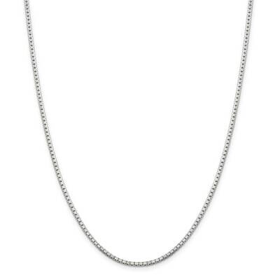 2mm 8 Sided Diamond-Cut Box Chain 36 Inch Sterling Silver QBR040-36, MPN: QBR040-36,