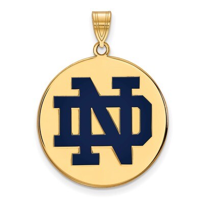 University of Notre Dame XLarge Enamel Disc Pendant Gold-plated Sterling Silver GP042UND, MPN: GP04…