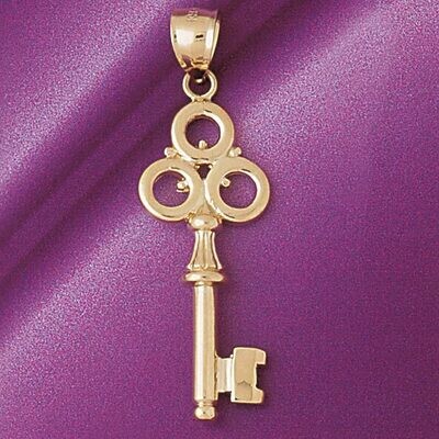 Dazzlers Jewelry Key Pendant Necklace Charm Bracelet in Yellow, White or Rose Gold 7085, MPN: DZ-70…