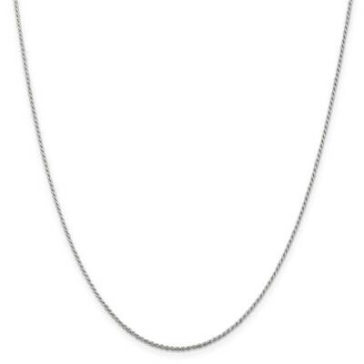 1.1mm Diamond-Cut Rope Chain with 2 Inch Extender 18 Inch Sterling Silver Rhodium-Plated QDC015RH-1…