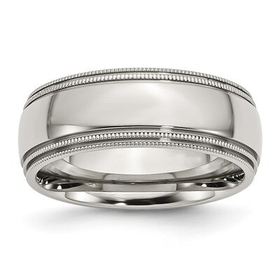 Beaded 8mm Polished Band Stainless Steel Grooved SR96 by Chisel, MPN: SR96, 886774426655
