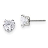 8mm Heart Diamond CZ Stud Post Earrings Stainless Steel Polished SRE1079 by Chisel, MPN: SRE1079, 1…