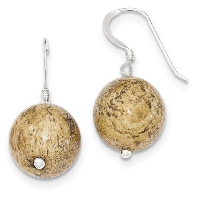 14mm Picture Jasper Earrings Sterling Silver QE5865, MPN: QE5865, 886774079943