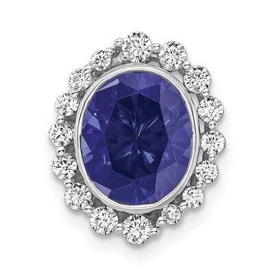 Si1/Si2, G H I, Lab Created Sapphire Oval Pendant 14k White Gold Lab Grown Diamond PM7985-CSA-046-W…