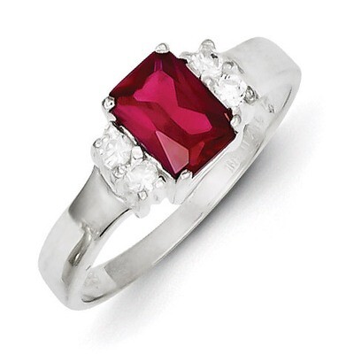 Red &amp; White Diamond Ring Sterling Silver QR4325, MPN: QR4325, 883957497716