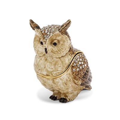 Hootie Owl Trinket Box Enamel on Pewter by Jere, MPN: BJ2154, 191101595523