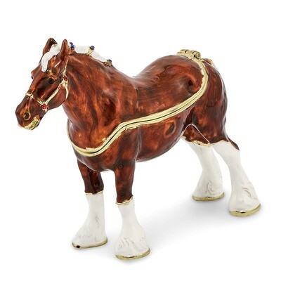 Clydesdale Horse Trinket Box Enamel on Pewter by Jere, MPN: BJ2244, 191101595691