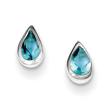 Light Blue Diamond Teardrop Earrings Sterling Silver QE1649, MPN: QE1649, 883957922386
