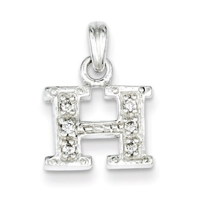 Initial H Pendant Sterling Silver Diamond QC6717H, MPN: QC6717H, 883957554563