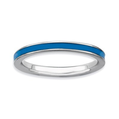Blue Enameled 2.25mm Ring - Sterling Silver QSK142, MPN: QSK142, 886774211299