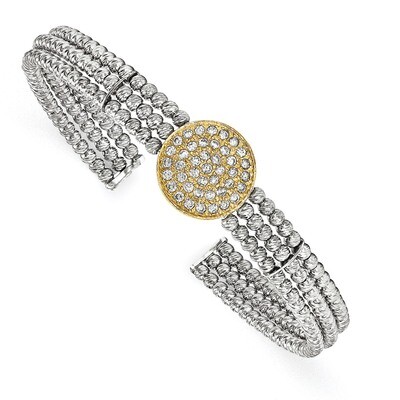 Beaded Swarovski Bangle Sterling Silver Gold-tone QB979, MPN: QB979, 191101768026