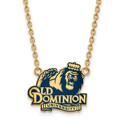 Old Dominion University Large Enamel Pendant with Chain Necklace Gold-plated Silver GP027ODU-18, MP…