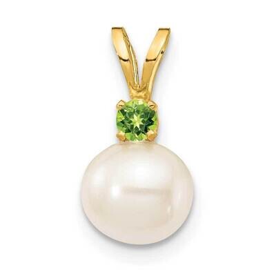 6-7mm White Round Freshwater Cultured Pearl Peridot Pendants 14k Gold XF741_PE, MPN: XF741_PE, 8839…