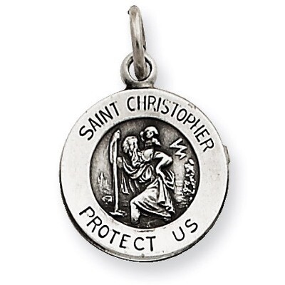 Saint Christopher Medal Antiqued Sterling Silver QC5602, MPN: QC5602, 886774583259