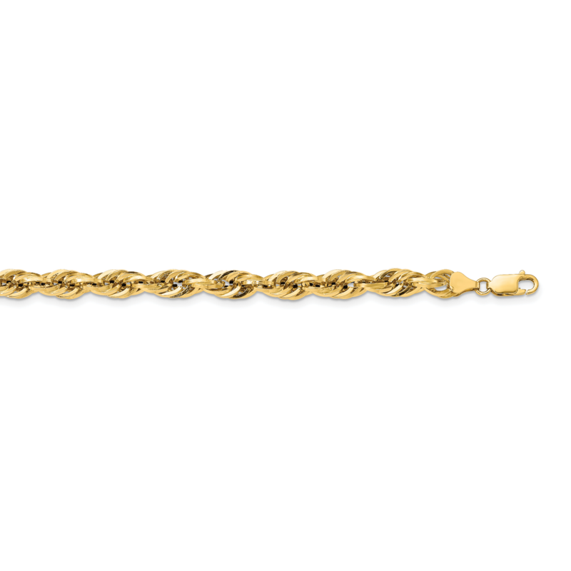 26 Inch 7.0mm Semi-Solid Rope Chain 14k Yellow Gold BC194-26, MPN: BC194-26, 883957767307