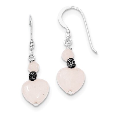 Rose Quartz Heart Earrings Sterling Silver QE2230, MPN: QE2230, 191101188091