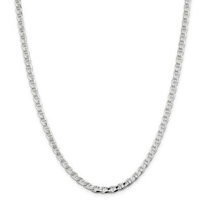 4.65mm Flat Cuban Anchor Chain 26 Inch Sterling Silver QFAN120-26, MPN: QFAN120-26,
