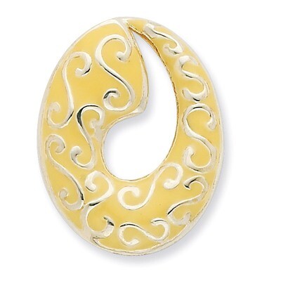 Polished Yellow Enamel Oval Pendant Sterling Silver QP1937
