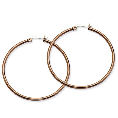 Chocolate IP plated 48mm Hoop Earrings - Stainless Steel SRE412 by Chisel, MPN: SRE412, 886774039374