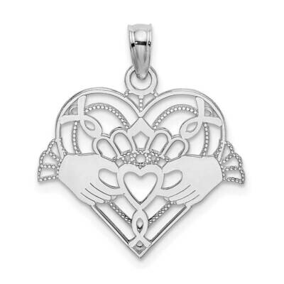 Beaded Claddagh In Heart Charm 14k White Gold Polished K7191W, MPN: K7191W, 637218162932
