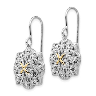 1/10ct. Diamond Vintage Earrings Sterling Silver &amp; 14k Gold QTC515, MPN: QTC515, 883957504681