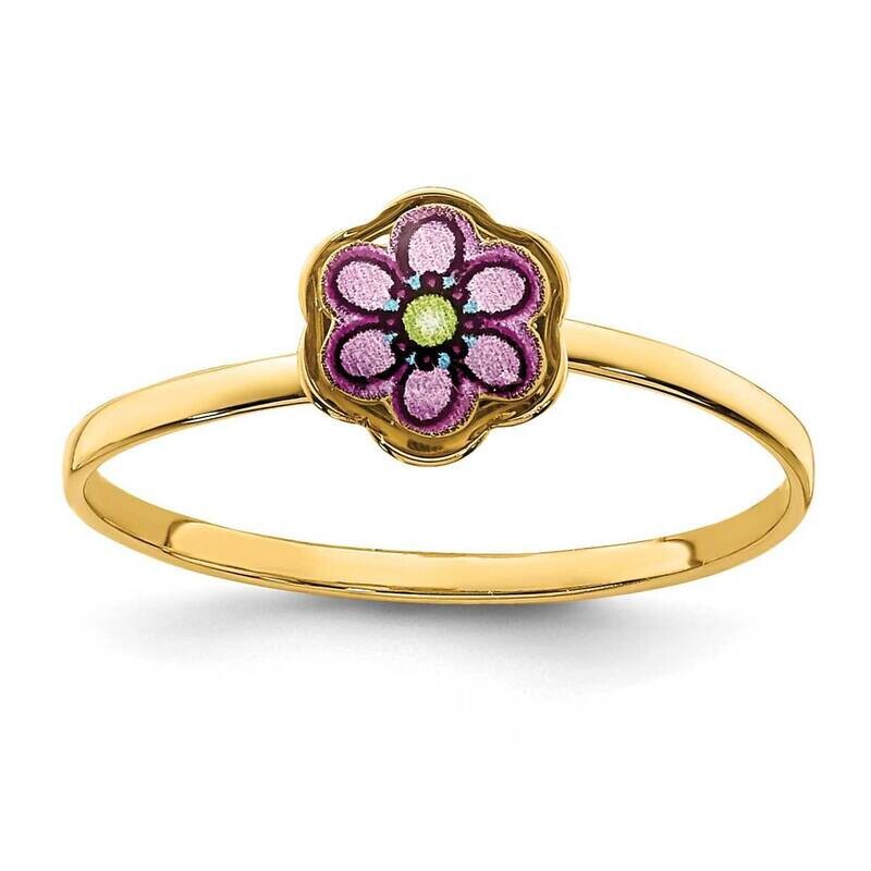 Enamel Flower Children's Ring 14k Gold R666 HomeBello