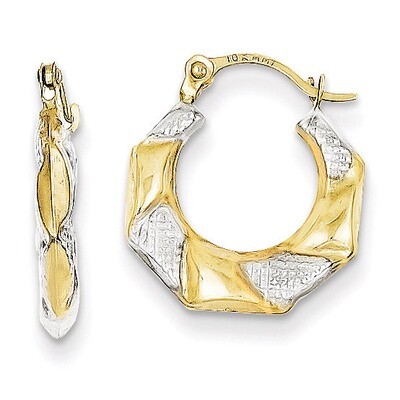 White Rhodium Scalloped Hollow Hoop Earrings 10k Gold 10ER255, MPN: 10ER255, 883957585727