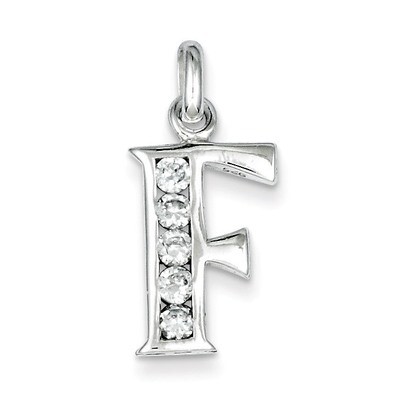 White Diamond Initial F Pendant Sterling Silver QC6716F, MPN: QC6716F, 883957544793