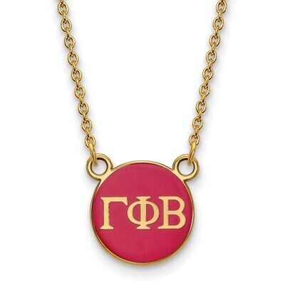 Gamma Phi Beta Extra Small Enameled Pendant with 18 Inch Chain Gold-plated Silver GP029GPB-18, MPN:…