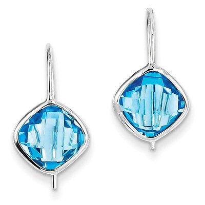 Lt Swiss Blue Topaz Square Earrings Sterling Silver Rhodium-plated QE10334BT, MPN: QE10334BT, 88395…
