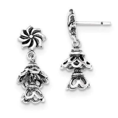 Antiqued Dangle Post Earrings Sterling Silver QE12013