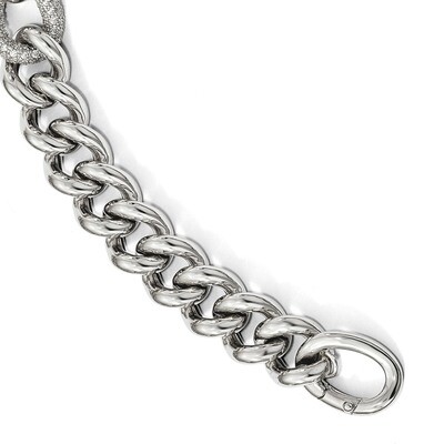 Leslie&#39;s CZ Polished Woven Bracelet 7 Inch Sterling Silver HB-QLF843-7, MPN: QLF843-7, 191101636035