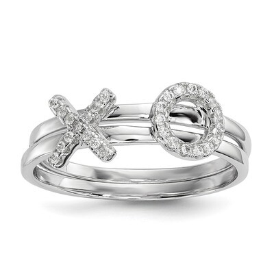 CZ Diamond X &amp; O 2-Ring Set Sterling Silver Rhodium-plated QR6743, MPN: QR6743, 883957951096