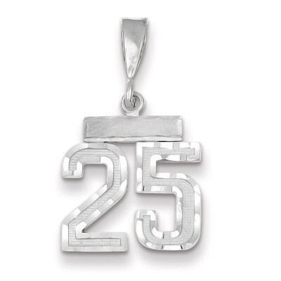 Number 25 Charm Small Diamond -cut 14k white Gold WSN25, MPN: WSN25, 883957111650