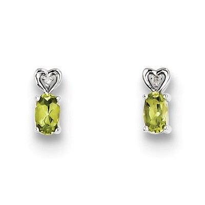 Peridot &amp; Diamond August Earrings Sterling Silver QBE23AUG, MPN: QBE23AUG, 883957457642