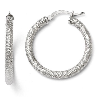Leslie&#39;s Textured Hinged Hoop Earrings - Sterling Silver HB-QLE280, MPN: QLE280, 886774569741