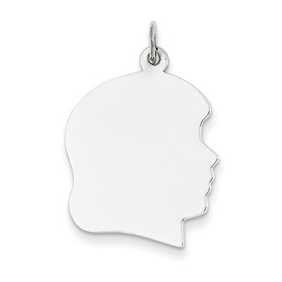 Plain Large Facing Right Engravable Girl Charm 14k White Gold XWM66/18, MPN: XWM66/18, 883957384337