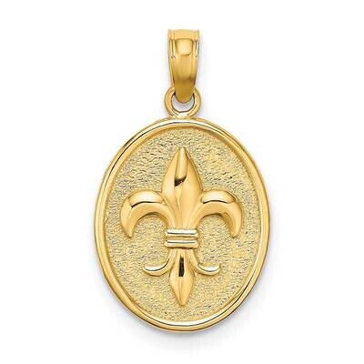 Fleur-De-Lis On Oval Disc Charm 14k Gold K7260, MPN: K7260, 637218164660