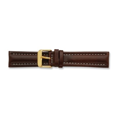22mm Long Brown Oil Tanned Leather Gold-tone Buckle Watch Band  BA193L-22, MPN: BA193L-22,