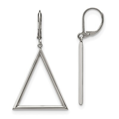 Dangle Triangle Leverback Earrings Stainless Steel Polished SRE1148 by Chisel, MPN: SRE1148, 191101…