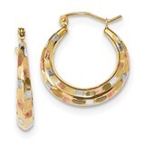 Satin &amp; Diamond -cut Hoop Earrings 14k Rose Polished Gold TF1207, MPN: TF1207, 191101057878