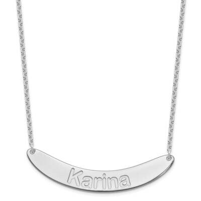 Large Polished Curved Arial Rounded Bar Necklace Sterling Silver Rhodium-plated XNA1245SS, MPN: XNA…