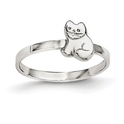 Child&#39;S Polished Kitty Cat Ring Sterling Silver Rhodium-plated QR5959-3, MPN: QR5959, 191101193354