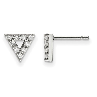Diamond Triangle Open Earrings 14k White Gold XE3071WA, MPN: XE3071WA, 191101887130