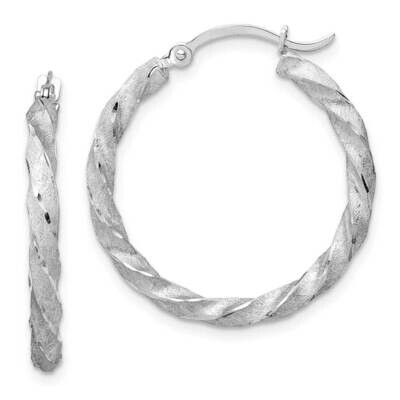 Twisted Satin Diamond-Cut Hoop Earrings 14k White Gold TF1611W, MPN: TF1611W, 883957958095